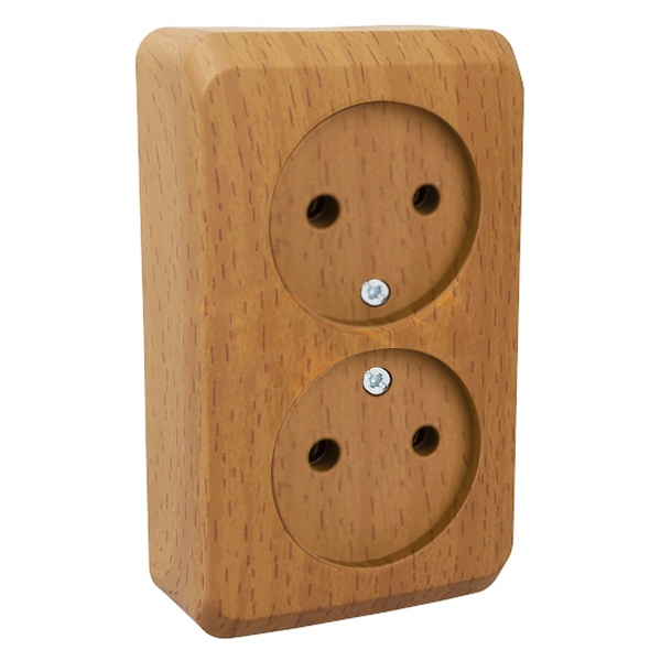 Накладная розетка двойная без заземления SE Этюд темный бук