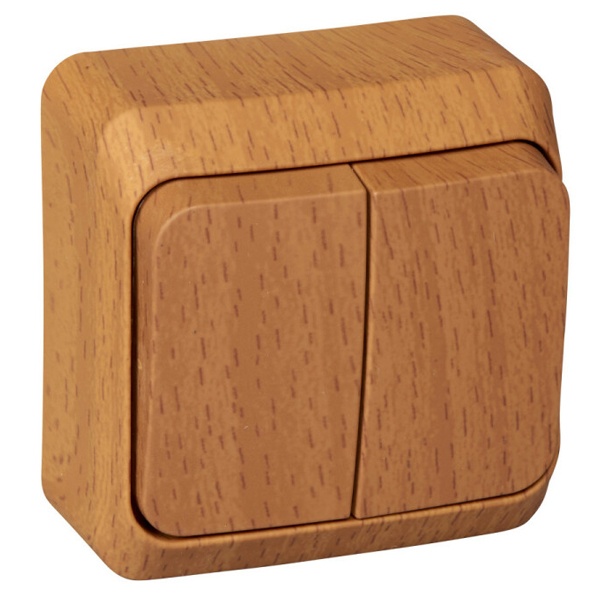 Накладной выключатель двухклавишный SE Этюд темный бук