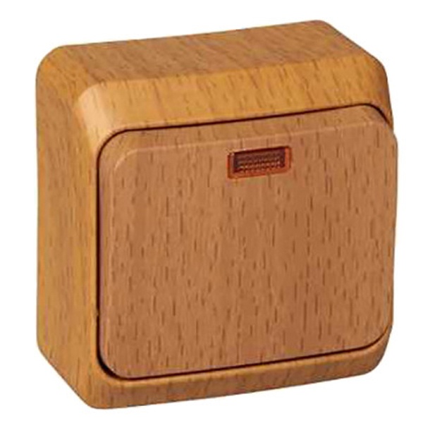 Накладной выключатель одноклавишный с подсветкой SE Этюд темный бук