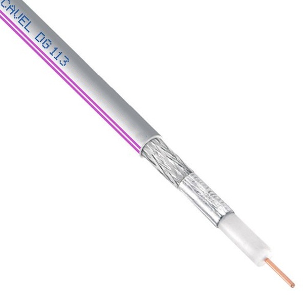 Кабель коаксиальный Cavel DG 113 VI телевизионный медный 75 Ом фиолетовая полоса [бухта 100м]