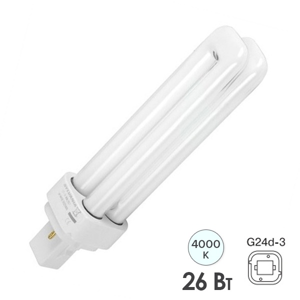 Лампа компактная люминесцентная Sylvania LYNX-D 26W/840 4000K G24d-3 холодно-белая