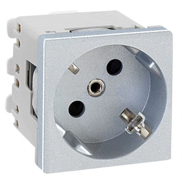 Розетка Simon K45 2к+з 16A 45х45мм, винтовые клеммы, алюминий