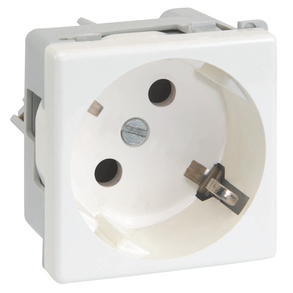 Розетка Simon K45 2к+з 16A 45х45мм, винтовые клеммы, белый