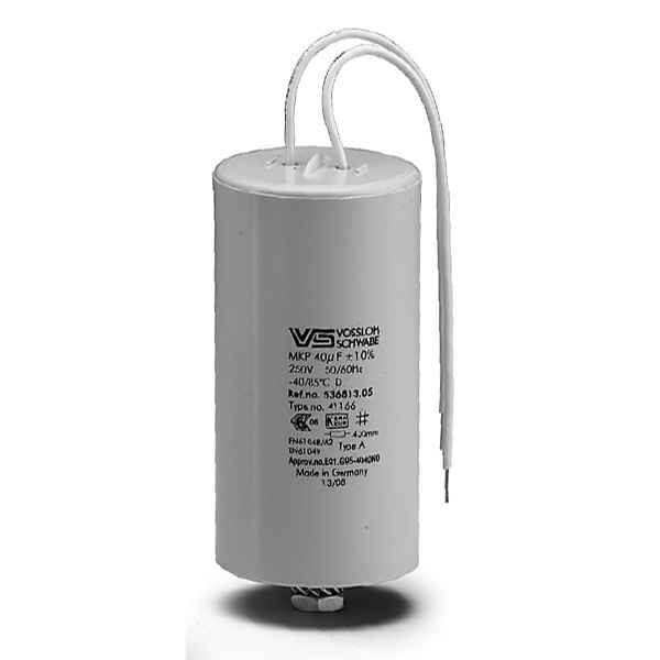Конденсатор VS 45 мкФ 250V провод 200мм монтаж M8x10