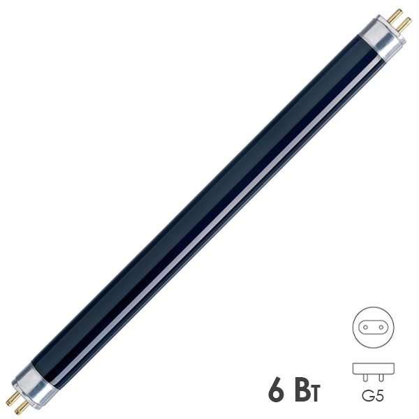 Лампа ультрафиолетовая Foton T5 6W BLB G5 212mm черное стекло