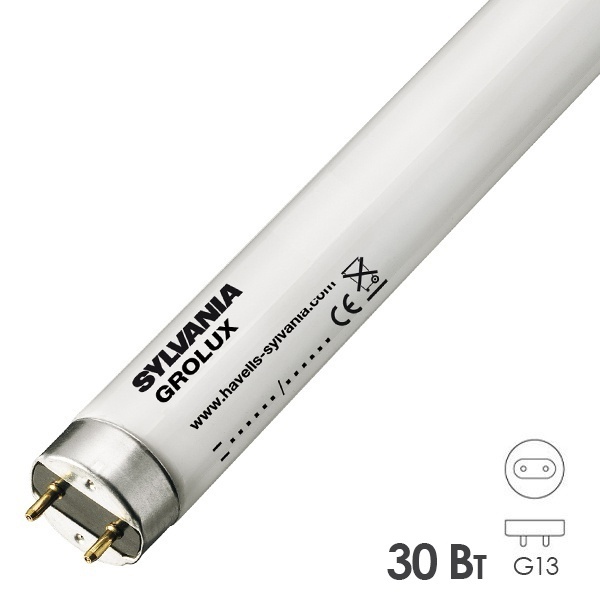 Люминесцентная линейная лампа Sylvania T8 F30W Grolux G13 для растений 895mm