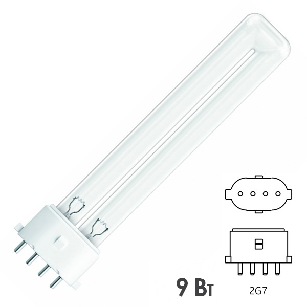 Лампа бактерицидная Osram HNS S/E 9W 4P 2G7 L142mm специальная безозоновая
