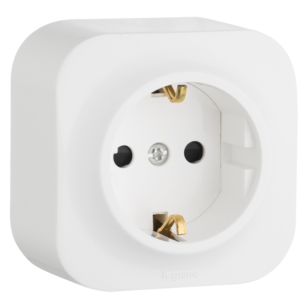Накладная розетка Legrand Quteo с заземлением белая