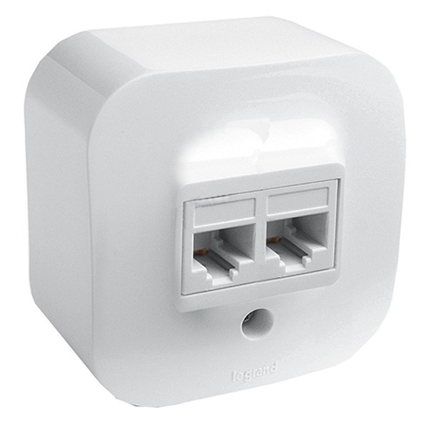 Накладная розетка телефон+компьютер Legrand Quteo RJ11/RJ45 Cat5 UTP белый