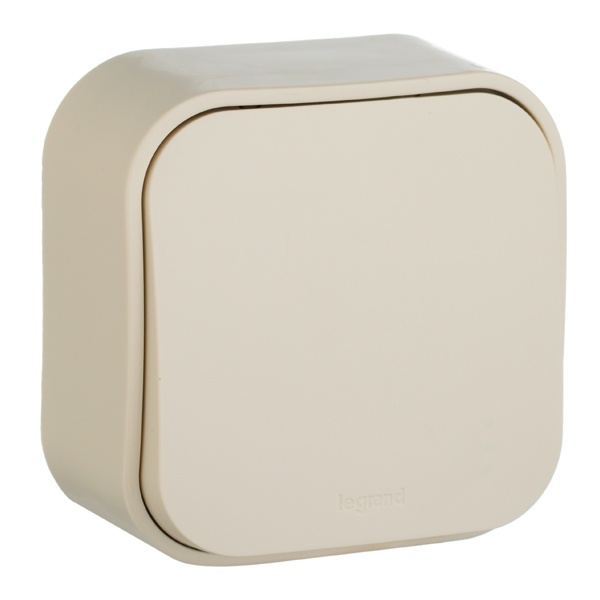 Накладной выключатель одноклавишный Legrand Quteo слоновая кость (бежевый)