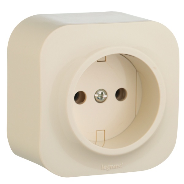 Накладная розетка Legrand Quteo без заземления слоновая кость (бежевый)