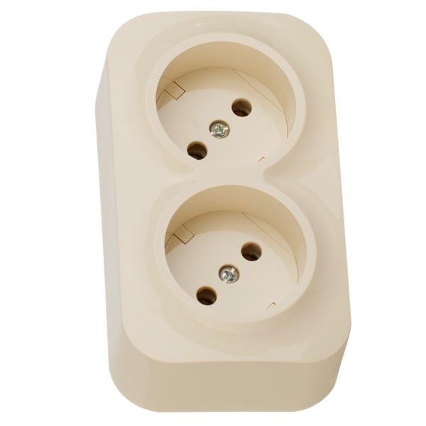 Накладная розетка двойная Legrand Quteo без заземления слоновая кость (бежевый)