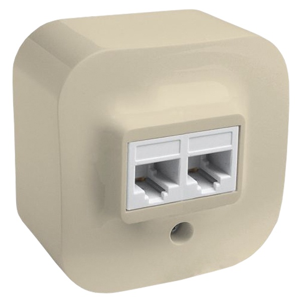 Накладная розетка телефон+компьютер Legrand Quteo RJ11/RJ45 Cat5 UTP слоновая кость (бежевый)
