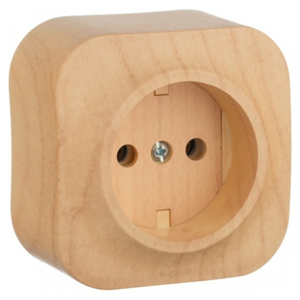 Накладная розетка Legrand Quteo без заземления дерево