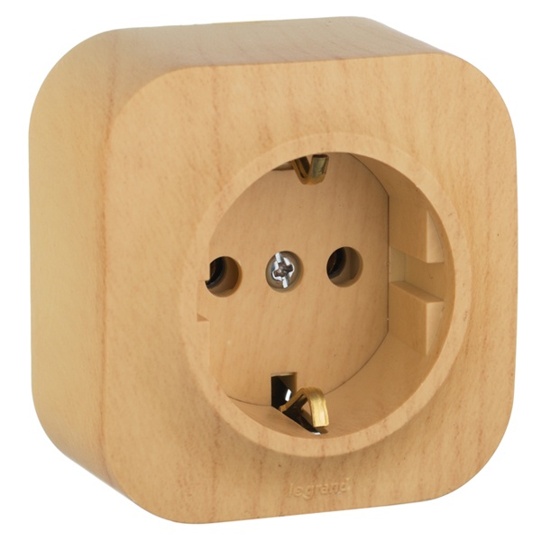 Накладная розетка Legrand Quteo с заземлением дерево