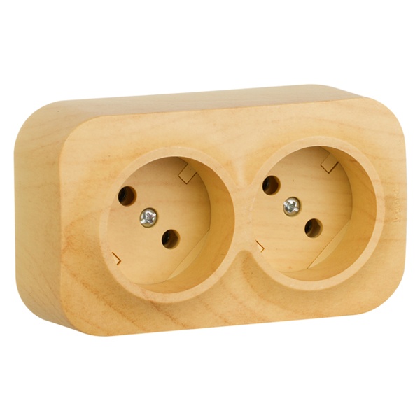 Накладная розетка двойная Legrand Quteo без заземления дерево