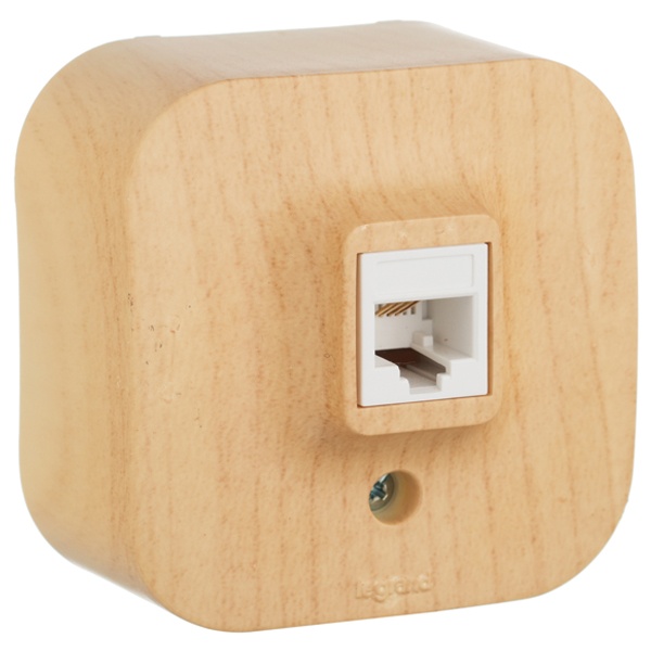 Накладная розетка телефонная Legrand Quteo RJ11 дерево