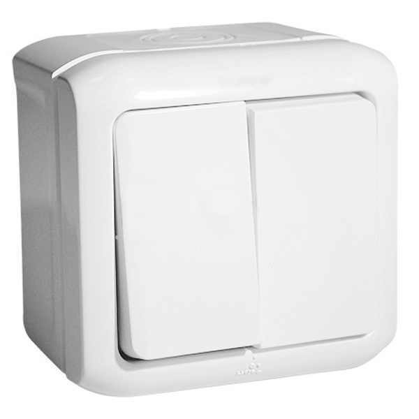 Переключатель двухклавишный Legrand Quteo IP44 белый