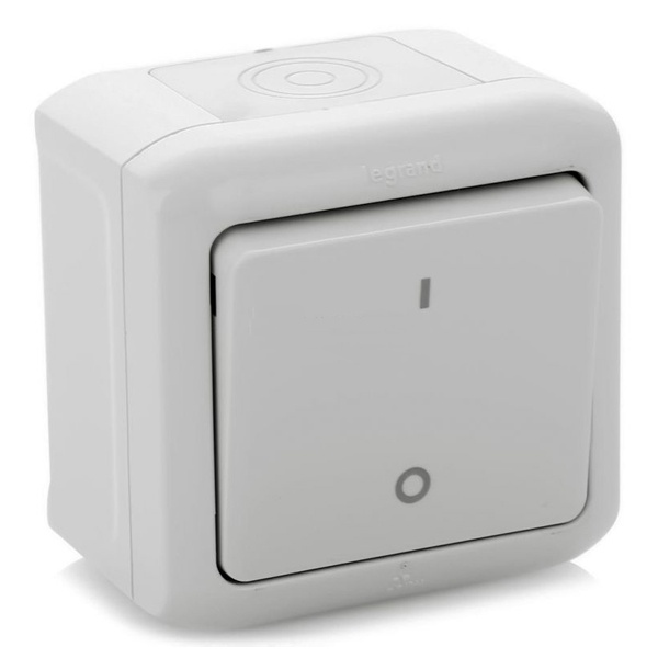 Выключатель двухполюсный Legrand Quteo IP44 серый