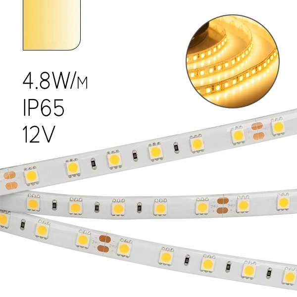 Светодиодная лента Foton FL-Strip 3528-SW60-WW 4.8W/m 3000K 12V 240lm/m IP65 теплый белый 8x5m