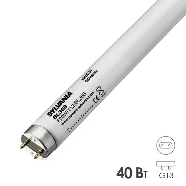 Лампа в ловушки для насекомых Sylvania F40W T12 2ft BL368 G13, 590 mm сушка гель-лака-полимер