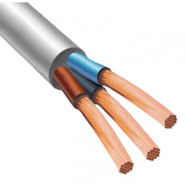 Провод соединительный Электрокабель НН ПВС 3х6 гибкий белый ГОСТ 7399