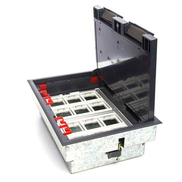 Люк в пол Экопласт LUK/12 на 12 механизмов (45х45мм) в комплекте с коробкой и суппортами