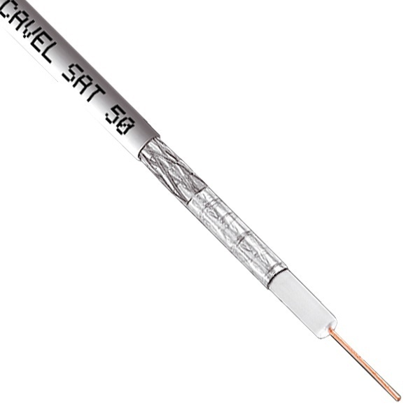 Кабель коаксиальный Cavel SAT 50 M телевизионный медный 75 Ом белый [бухта 100м]