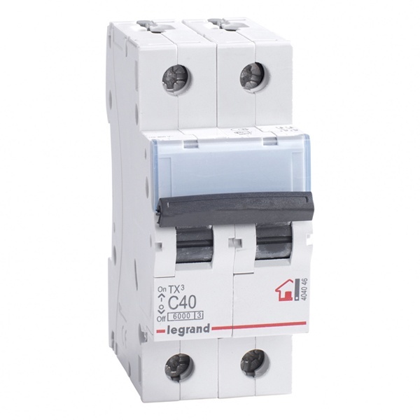 Автоматический выключатель Legrand TX3 C40A 2П 6kA (автомат электрический)