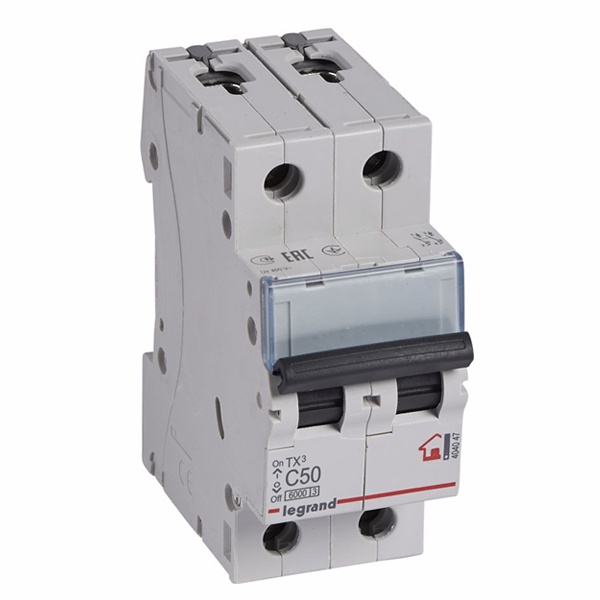 Автоматический выключатель Legrand TX3 C50A 2П 6kA (автомат электрический)