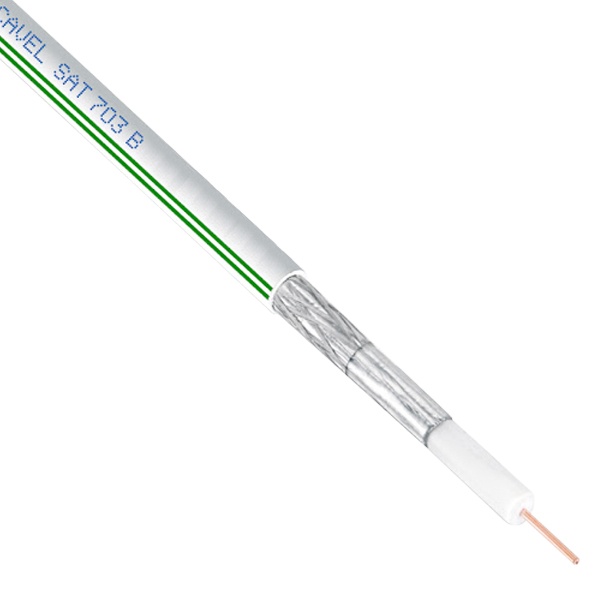 Кабель коаксиальный Cavel SAT 703 B VE телевизионный медный 75 Ом зеленая полоса [бухта 100м]