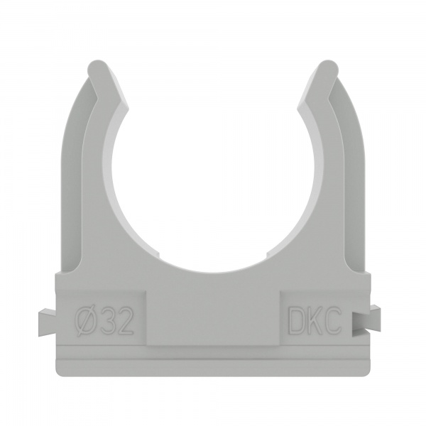 Держатель-клипса DKC для труб и гофры с защелкой 32 мм серый
