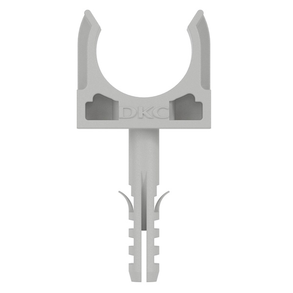 Держатель-клипса DKC для труб и гофры с защелкой и дюбелем 20 мм серый