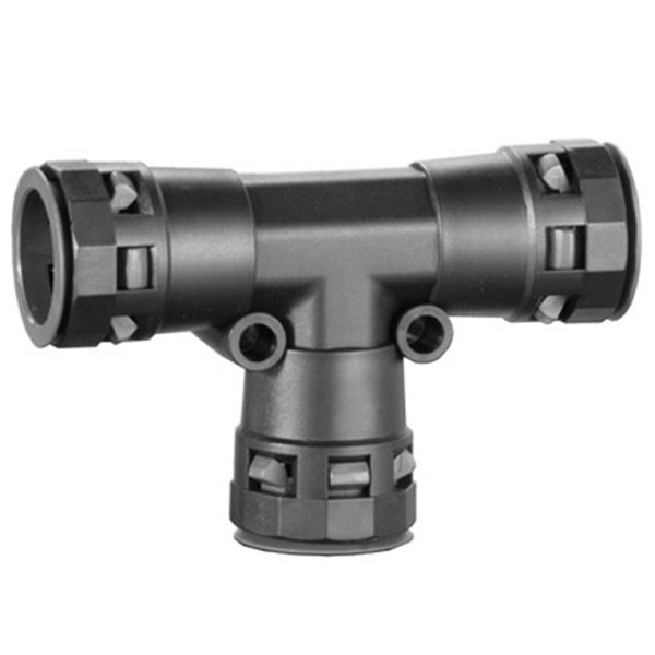 Тройник для труб DKC DN10/10/10 мм полиамид черный