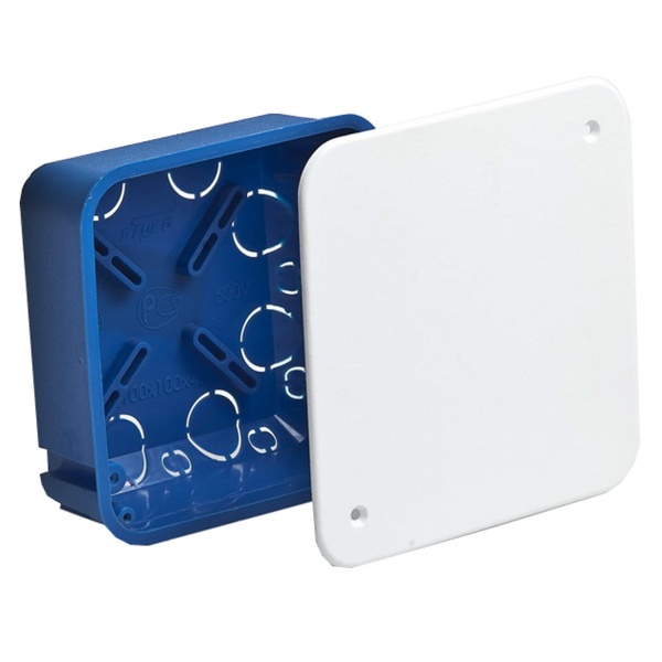 Коробка распаячная Ruvinil 100х100х45 мм скрытой установки по бетону [уп. 60шт]