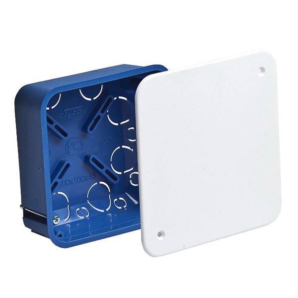 Коробка распаячная Ruvinil 100х100х45 мм скрытой установки для гипсокартона [уп. 60шт]