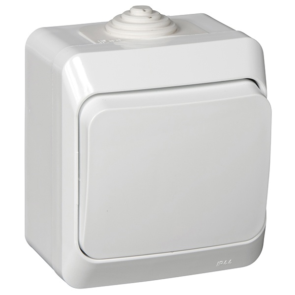 Выключатель одноклавишный SE Этюд IP44 белый