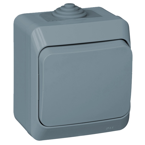 Выключатель одноклавишный SE Этюд IP44 серый