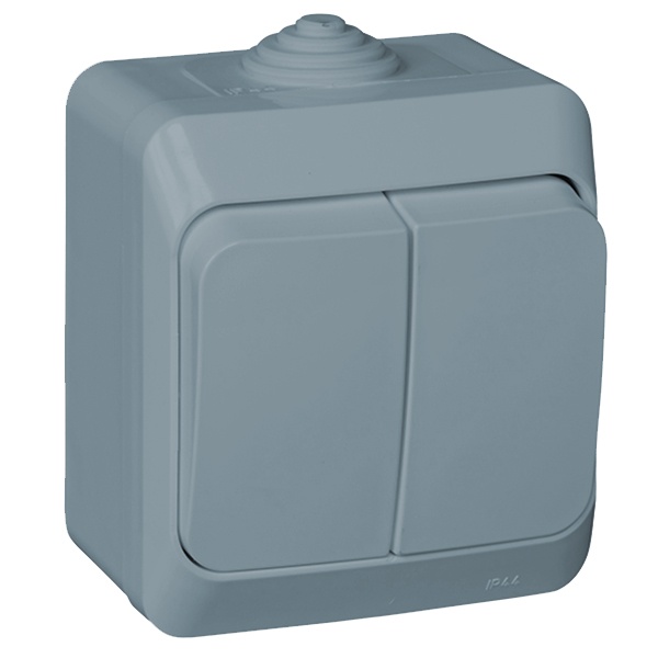 Выключатель двухклавишный SE Этюд IP44 серый