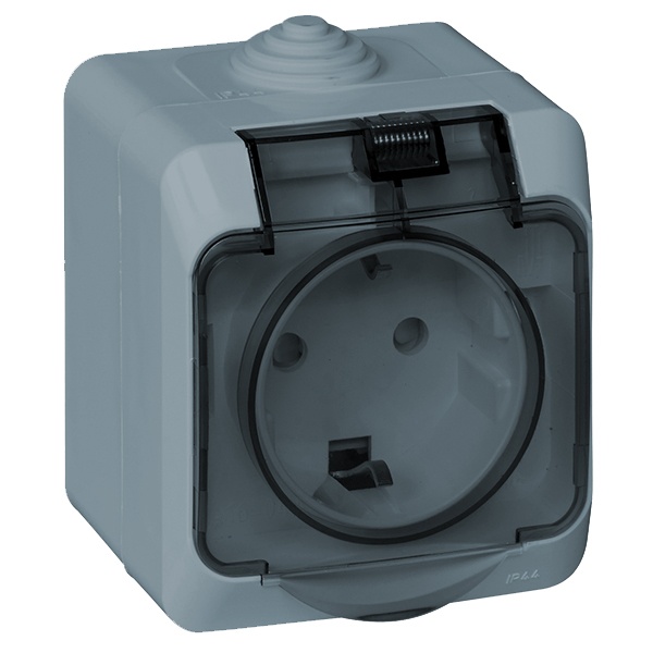 Розетка с/з SE Этюд IP44 серая