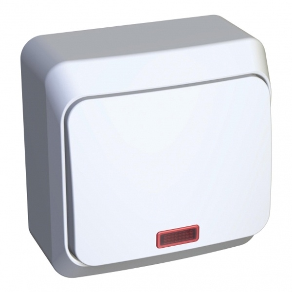 Накладной переключатель одноклавишный с подсветкой SE Этюд белый