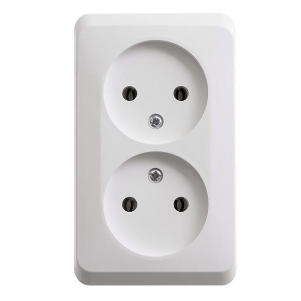 Накладная розетка двойная без заземления SE Этюд белая