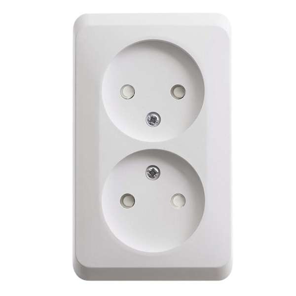Накладная розетка двойная без заземления со шторками SE Этюд белая