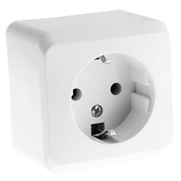 Накладная розетка с заземлением со шторками SE Этюд белая