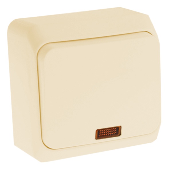 Накладной выключатель одноклавишный с подсветкой SE Этюд кремовый