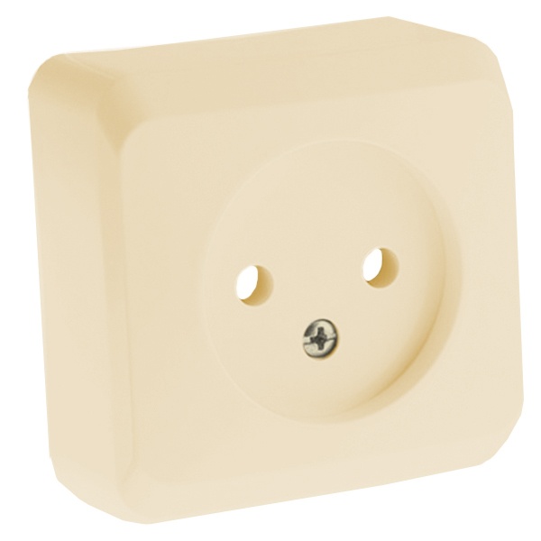 Накладная розетка без заземления со шторками SE Этюд кремовая