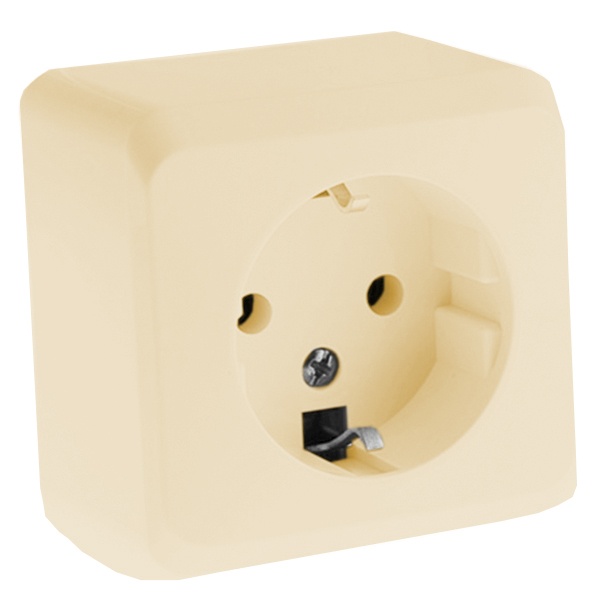 Накладная розетка с заземлением SE Этюд кремовая
