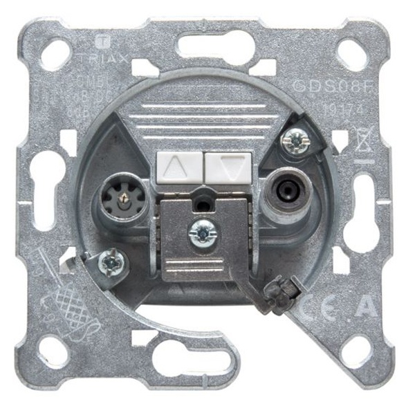 Розетка Hirschmann TV-SAT проходная, 2 выхода (проход: ТV-1,0-1,2 дБ, SAT-1,6-2,4 дБ; выход: TV-8,0-