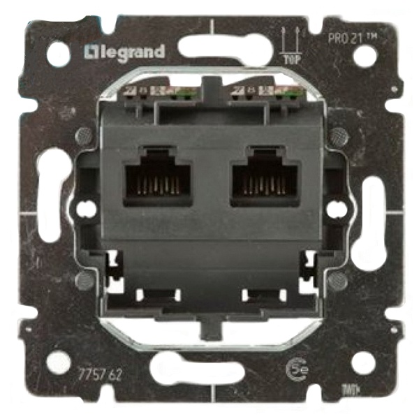Розетка компьютерная Legrand Galea Life 2хRJ45 кат. 5Е UTP монтаж на винтах