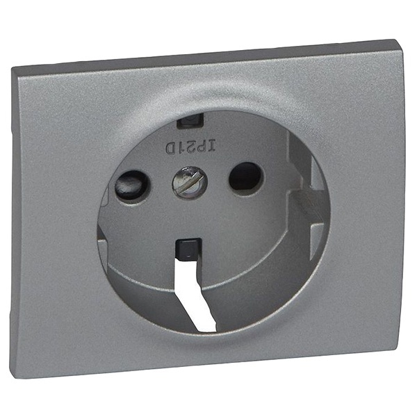 Накладка розетки с заземлением со шторками Legrand Galea Life Aluminium